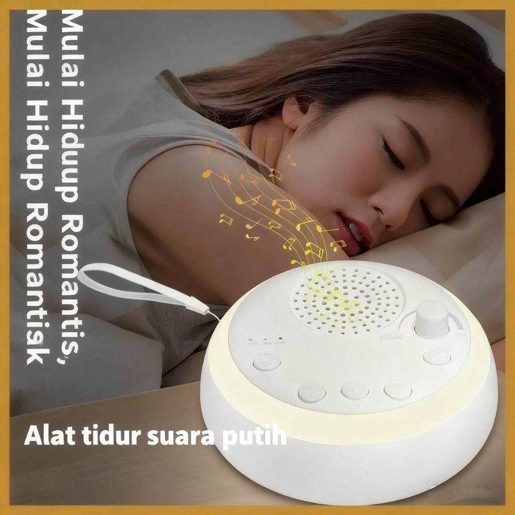 Perlengkapan pengeras suara putih memungkinkan si bayi tidur dengan lampu malam musik dan musik untu
