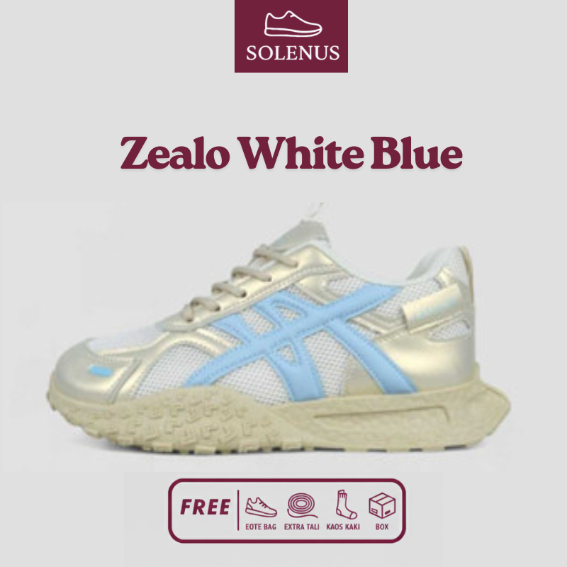 Sepatu Sneakers Wanita Korean Import Fashion Casual Shoes Zealo White Blue