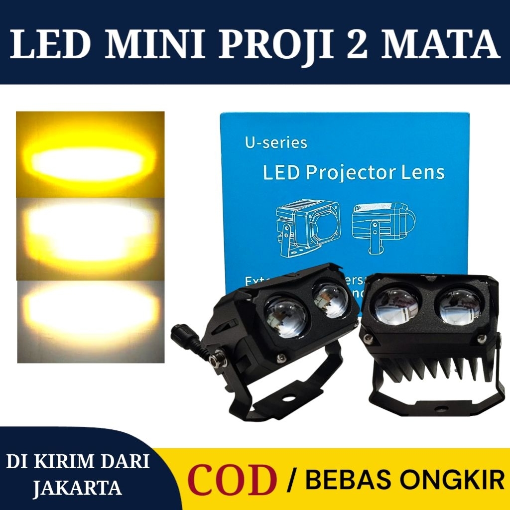 Lampu Tembak Led Mini Proji 2 Mata Super Terang Dual Color