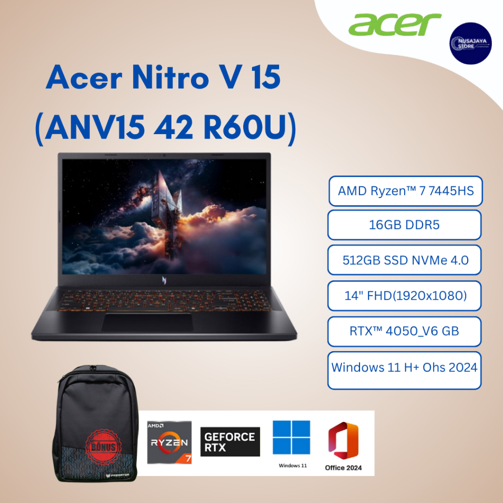 Acer Nitro V 15 Ryzen 7 RTX 4050 16GB 512GB SSD