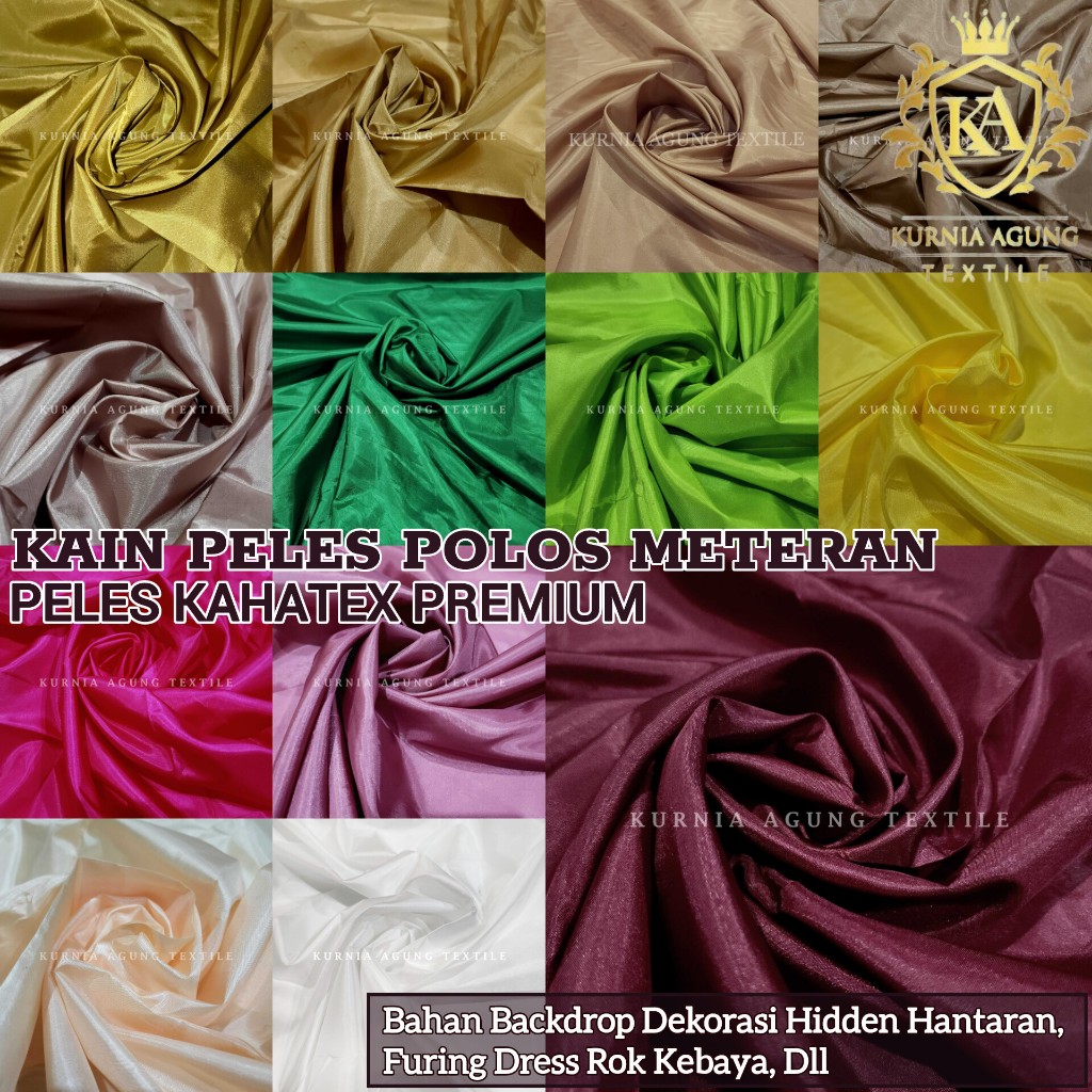 Kain Peles Kahatex Meteran Kain Polos Peles Bahan Dekorasi Backdrop Furing Hidden Hantaran Lebar 150