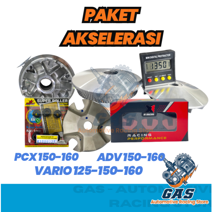 PAKET AKSELERASI BRT CVT VARIO125,150,ADV,PCX150,VARIO160 PULLEY BUBUT ROLLER BRT