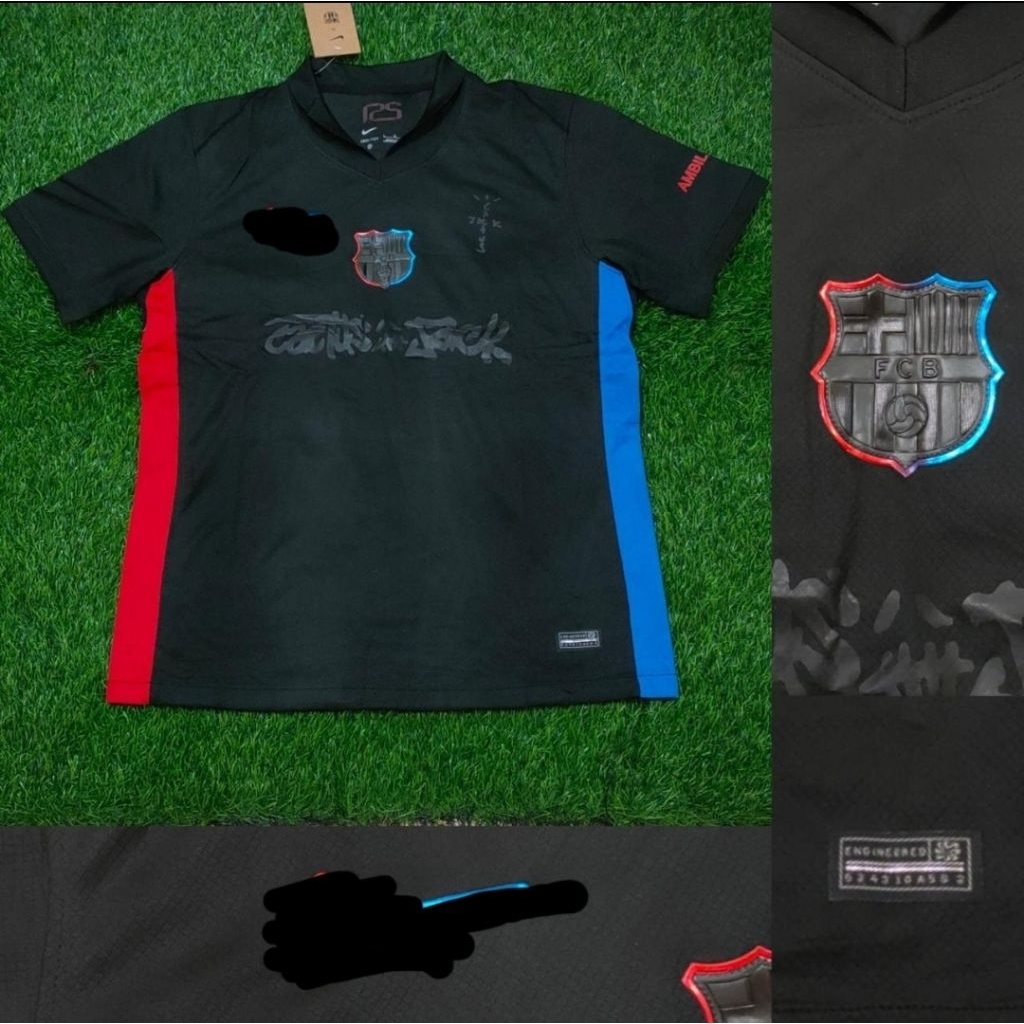 Jersey Kaos Baju Sepak Bola Dewasa Barca Barka Barce Barcelona Home Away 3rd Third Hitam Black Speci