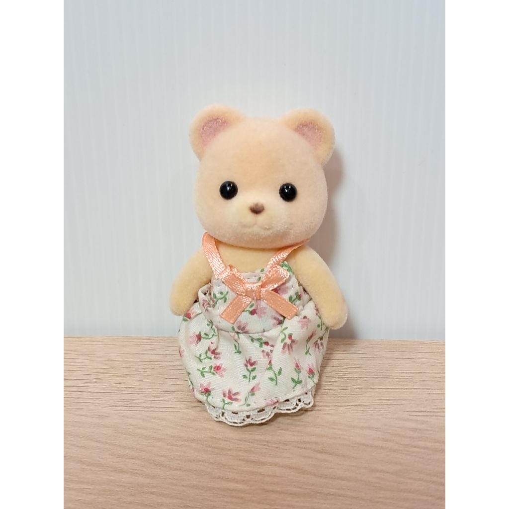 Sylvanian Families - Sister Bear Dress Pita Orange Motif Bunga Pink