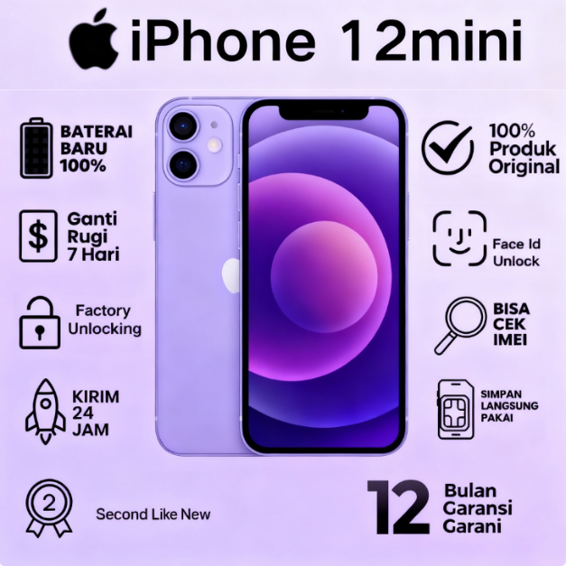 IPHONE12 mini 128GB 64GB All operator Mulus No Recondno Refurbxr SECOND BAGUS KONDISI 99% LIKE NEW