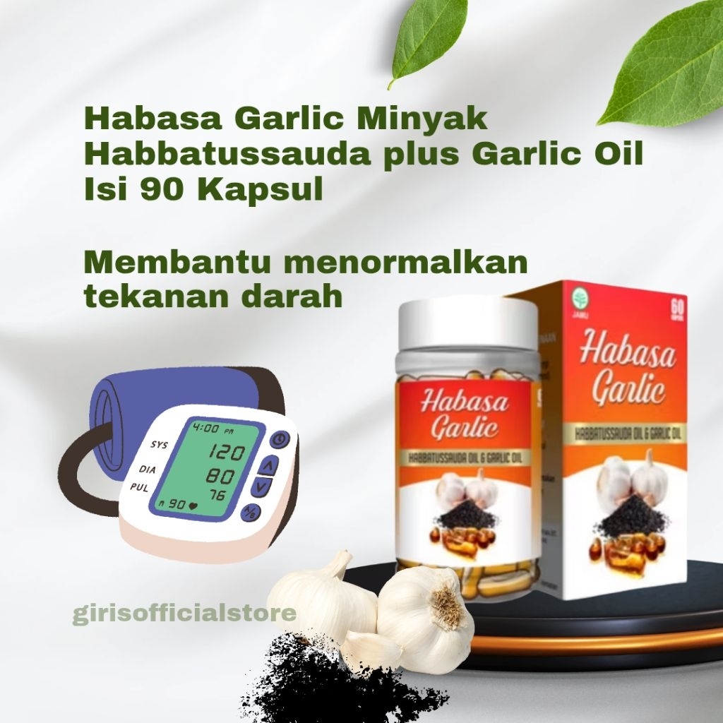 HabasaGarlic Oil Al-Afiat – Minyak Habbatussauda & Bawang Putih | Obat Herbal Tekanan Darah, Tinggi 