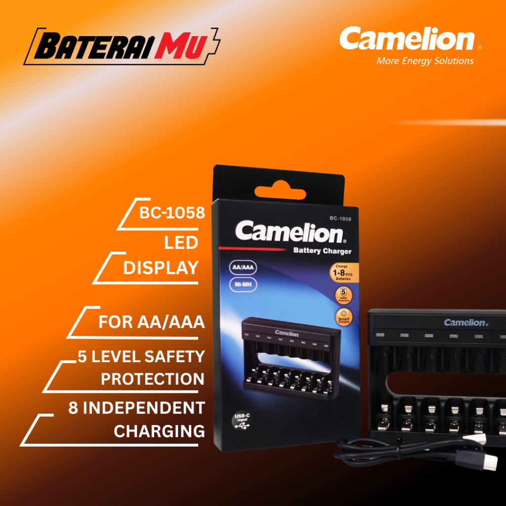 BateraiMu Camelion Charger Baterai BC-1058 | Charger Baterai 8 Slot