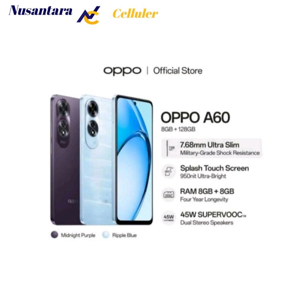 HP OPPO A60 RAM 8/128 GB | 8/256 GB [Oppo A60 8/128 | 8/256 GB] Garansi Resmi