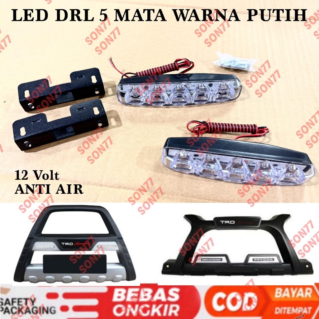 Lampu LED DRL 5 Mata Tanduk TRD Luxury A Putih 12 Volt Anti Air