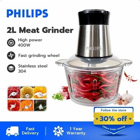 Philips Food Chopper 400W 2L Dual Speed Blade Chopper Daging Dan Bumbu Original Blender Bumbu Dapur 