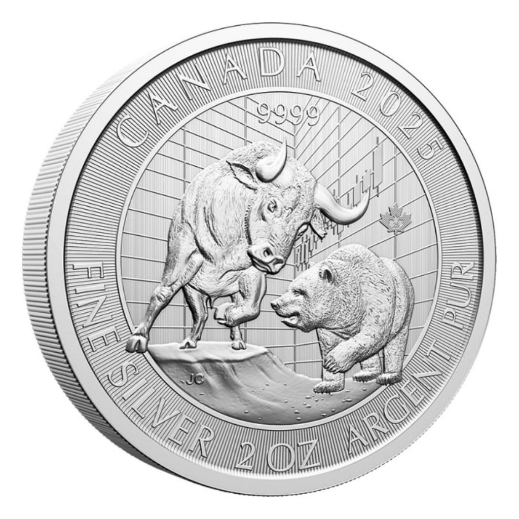 Koin Perak 2 oz Canada Bull and Bear 2025 Silver Coin