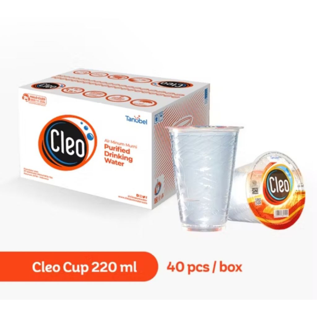 Air mineral cleo gelas 220 Ml (1 dus isi 40 pcs)