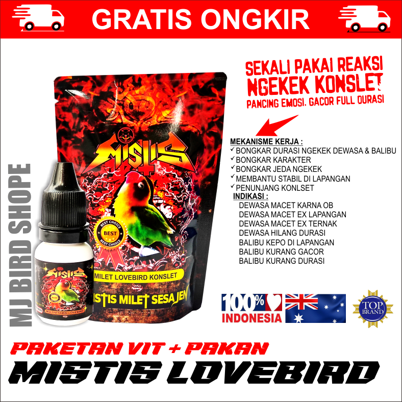 Paketan Vit  Mistis dan Pakan Milet  Lovebird