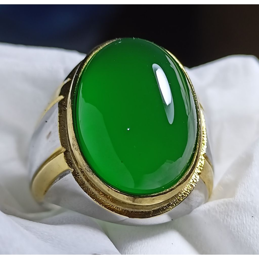 cincin batu akik green hijau garut CHALCEDONY 100%Ori
