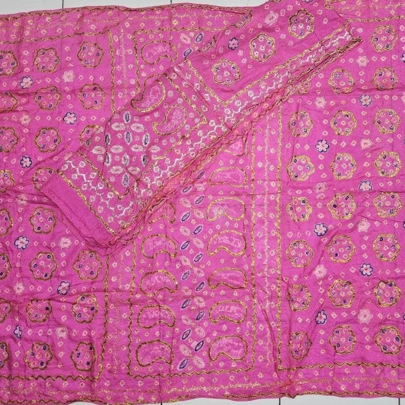 Sutra Jumputan Setelan Palembang pink