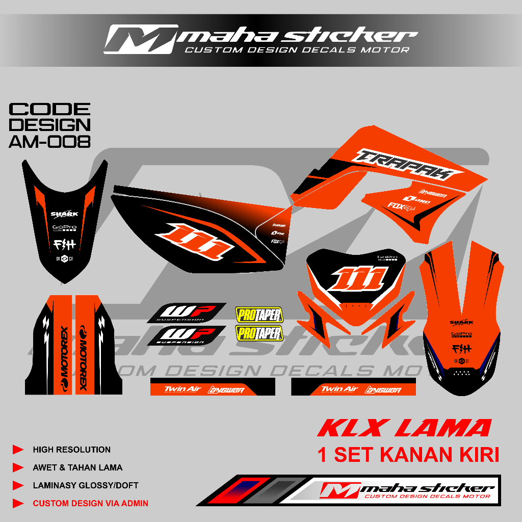 Decal Sticker Klx LAMA Fullbody Custom Tahan Lama Decal Sticker Motor Cross Klx LAMA Fullbody AM008 