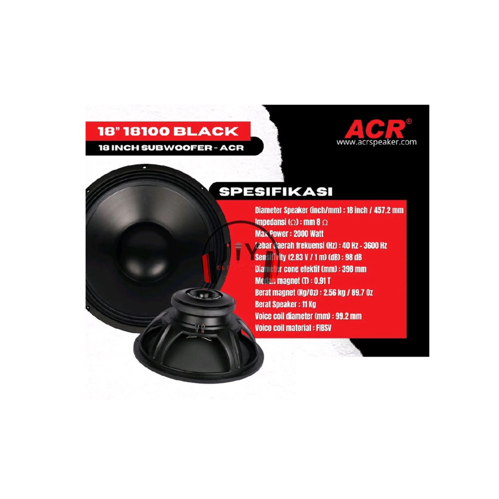 Speaker 18 Inch ACR 18 Inch ACR-18100 Black ACR 18100 Black ACR18100 Black