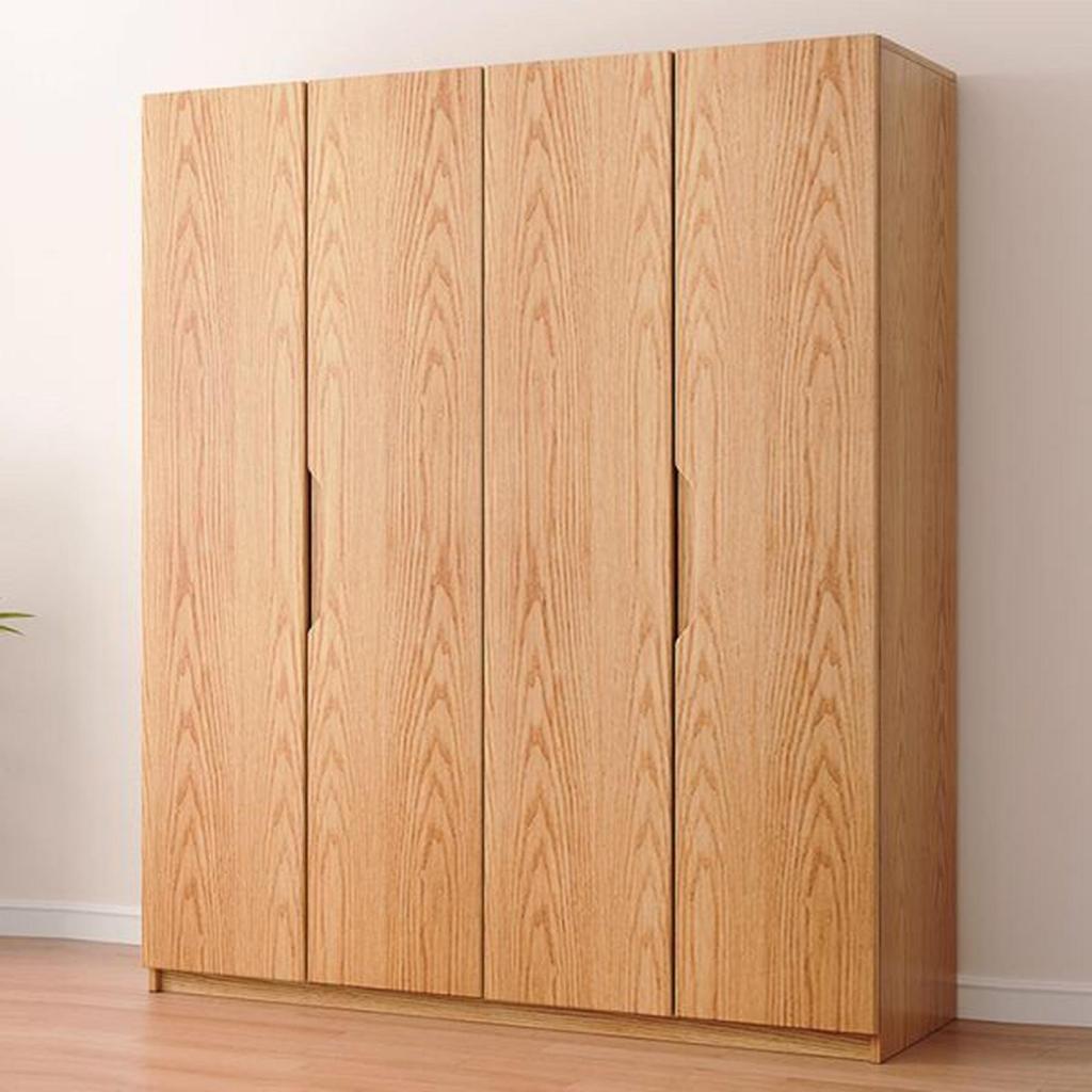 lemari pakaian minimalis 4 pintu model polos kayu jati premium