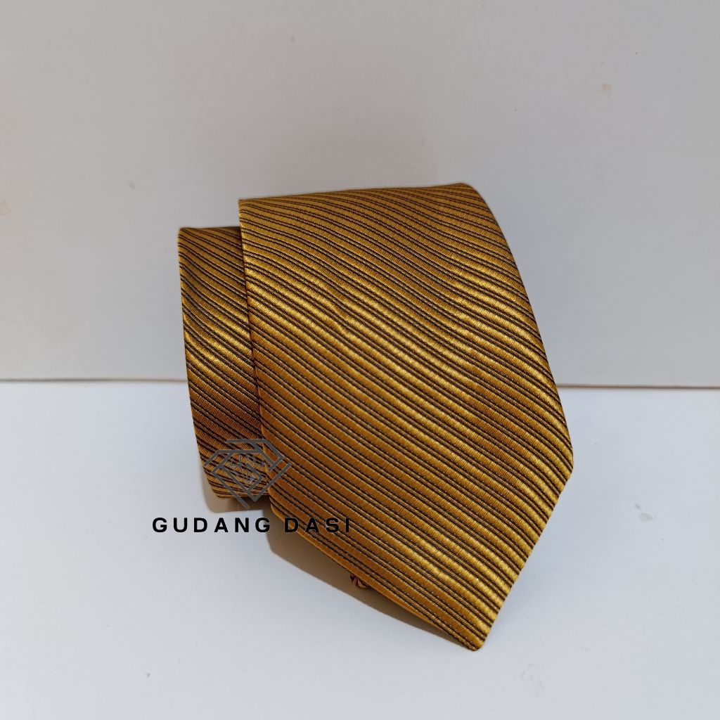 GUDANG DASI Dasi panjang pria gold tua dasi motif garis Ukuran medium 3 inch dasi pria ikat manual