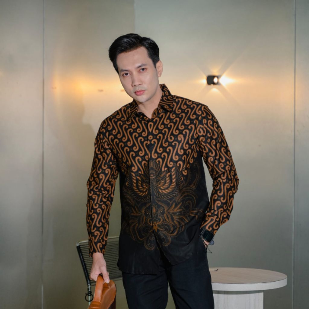 Kemeja Slimfit Batik Pundimas Pria  Lapis Furing Premium Lengan PanjangKatu Prima