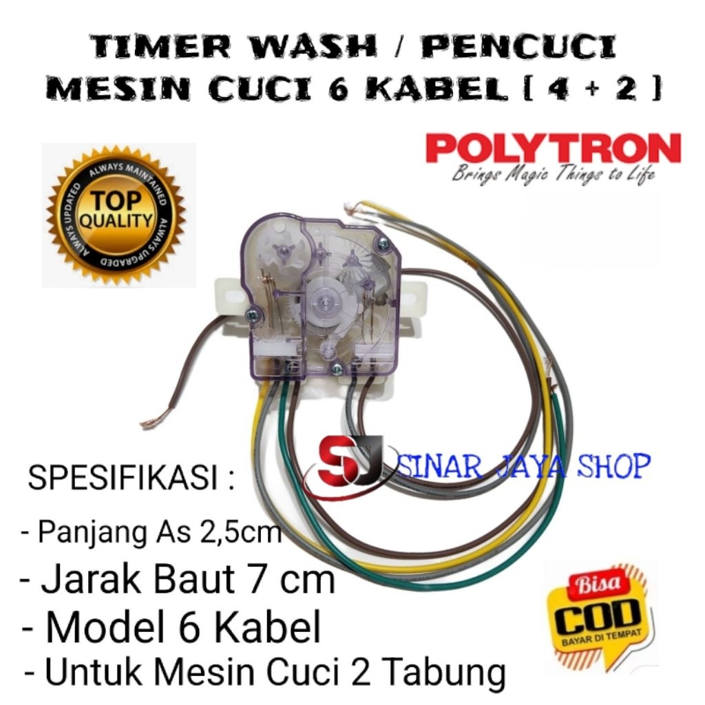 TIMER WASH 6 KABEL MESIN CUCI POLYTRON 2 TABUNG - TIMER MESIN CUCI POLYTRON 6 KABEL