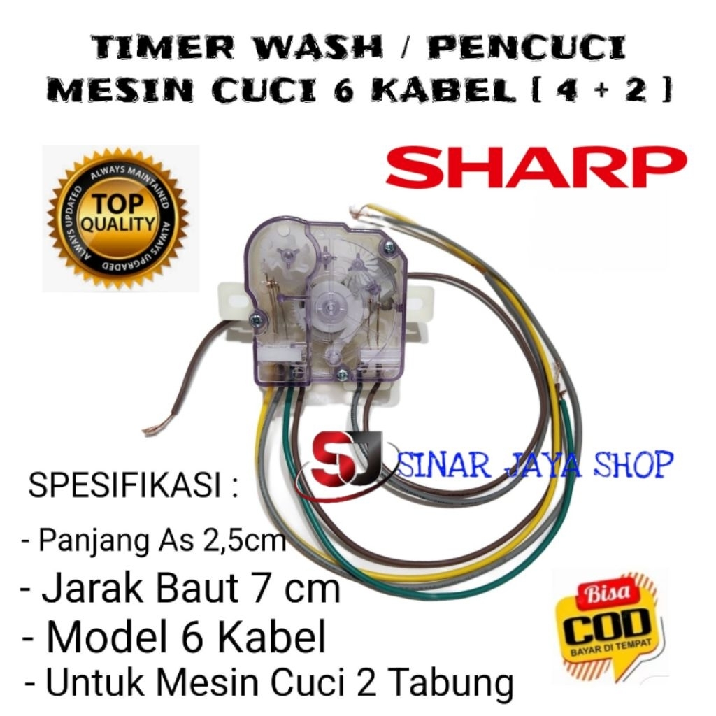 TIMER WASH 6 KABEL MESIN CUCI SHARP 2 TABUNG - TIMER MESIN CUCI SHARP 6 KABEL