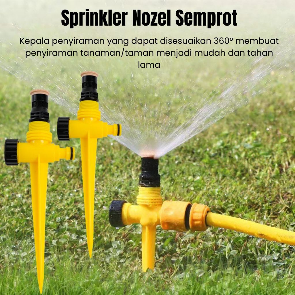Sprinkler Tancap 360° Siram Tanaman Kebun Otomatis Stake Spike Sprinkler Siram Rumput Kebun Tancap