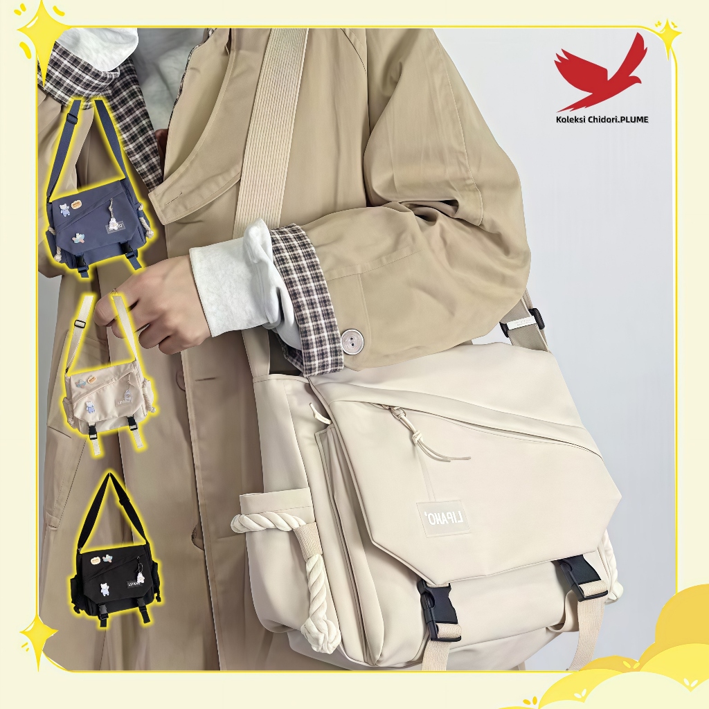 Koleksi Seribu Burung.PLUME-Tas bahu bergaya INS, tas bahu berkapasitas besar, tas kurir kerja retro