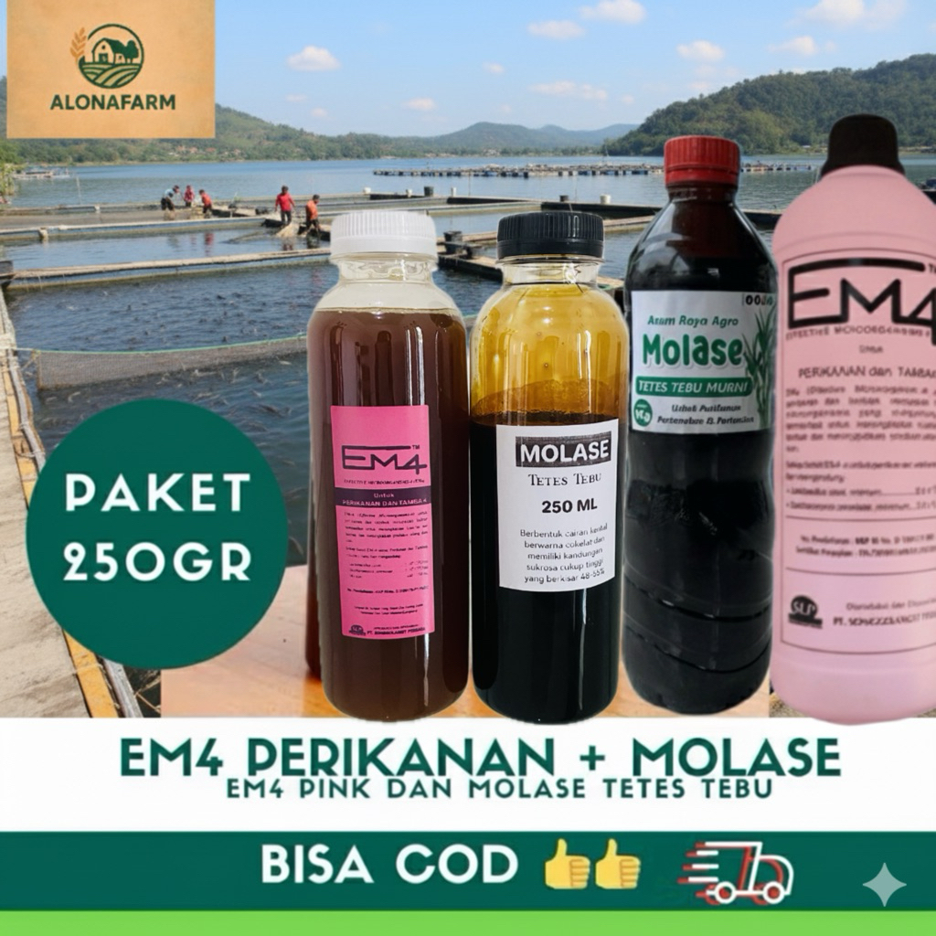Em4 Perikanan 250ml + Molase (Tetes Tebu) Murni 250ml. Em4 Pink Perikanan dan molase