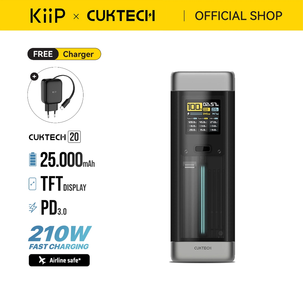 KiiP x Cuktech P23 Power Bank 25000mAh 210W USB Type-C Fast Charging