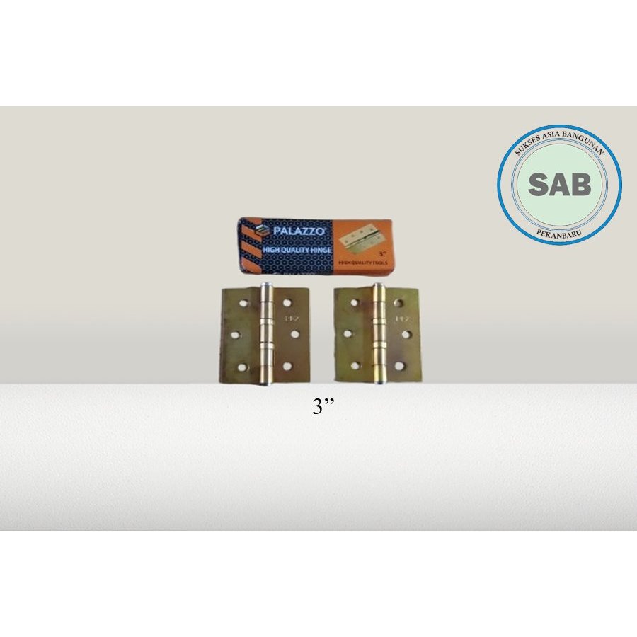 Engsel Pintu Plat Kuning 3" / Engsel Jendela Kuning 3" Merek Palazzo