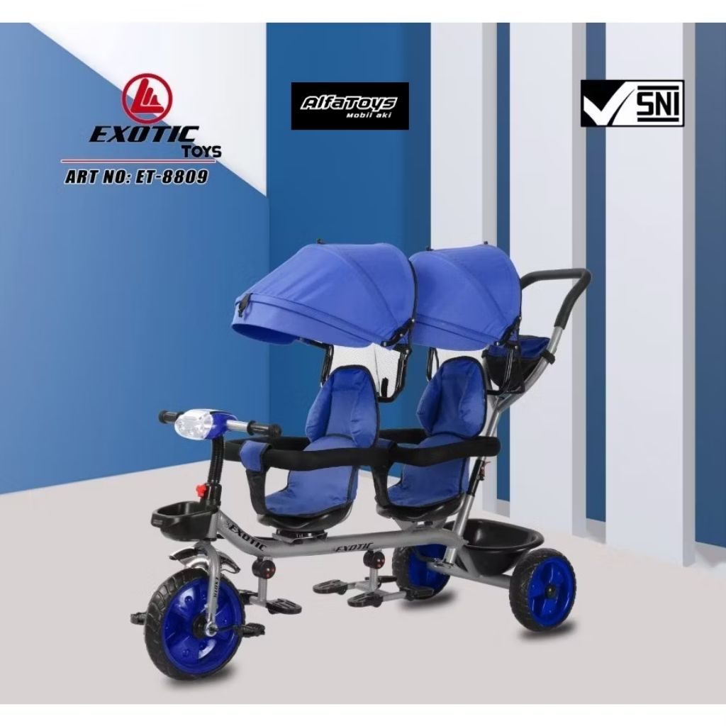 EXOTIC ET-8809 SEPEDA RODA TIGA ANAK KEMBAR BONCENG