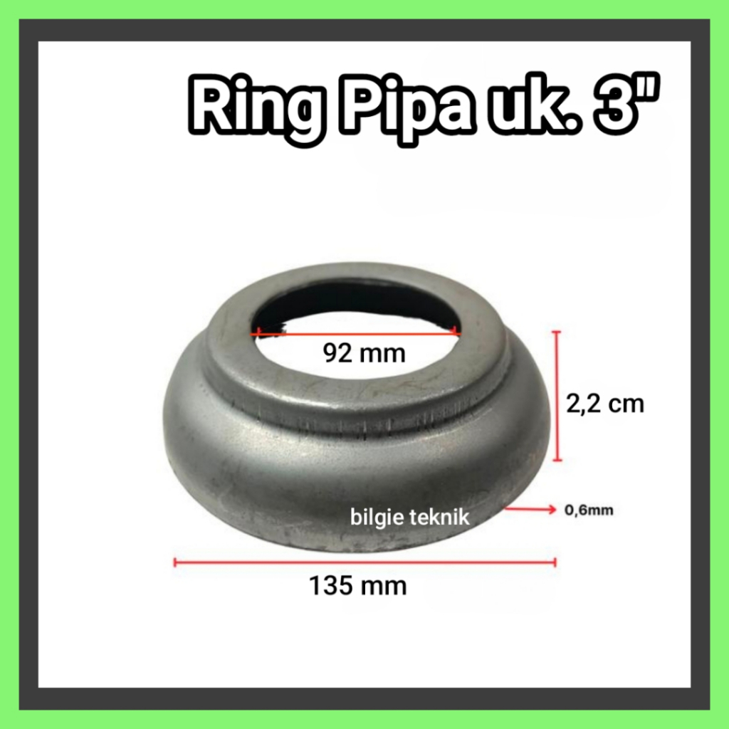 Ring pipa Uk.3 inch kaki ring cembung pipa besi aksesoris ornamen pintu pagar besi kanopi railing ta