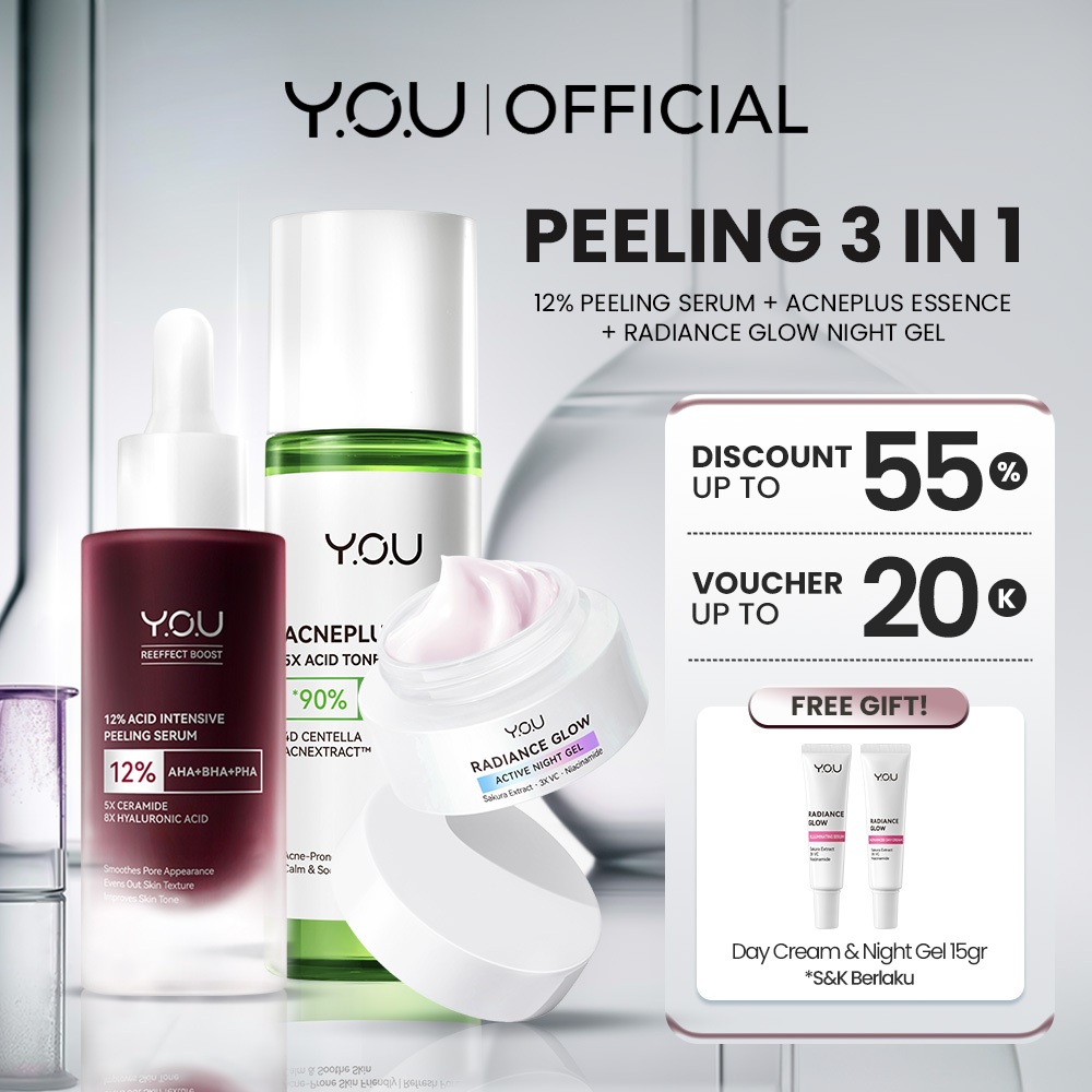 YOU 3in1 Paket Skincare Set 3pcs Radiance Glow, Radiance Up, Acneplus, Peeling