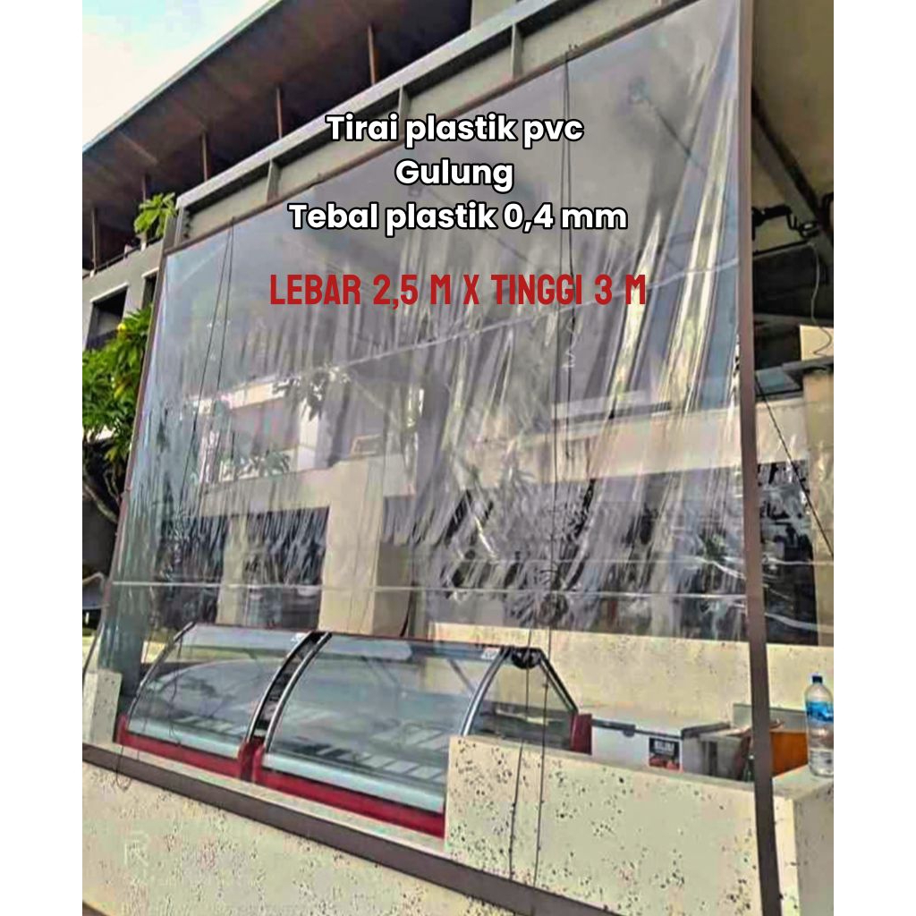 Tirai plastik pvc lengkap dengan alat gulung.