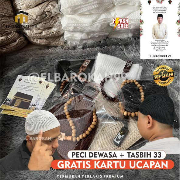 ELBAROKAH99 Peci Songkok Ac Hitam Polos Bludru Halus Songkok Nasional