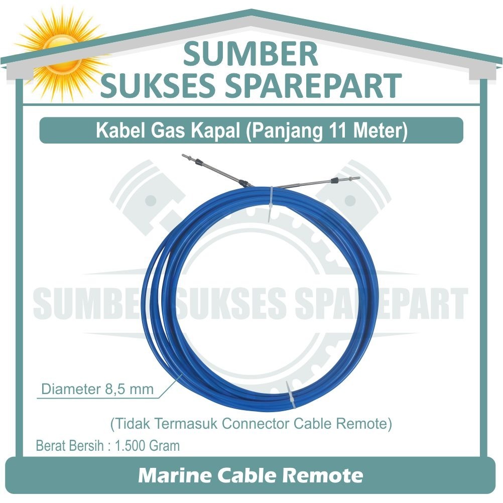 11 METER MARINE CABLE REMOTE / KABEL GAS MESIN KAPAL / TALI GAS KAPAL