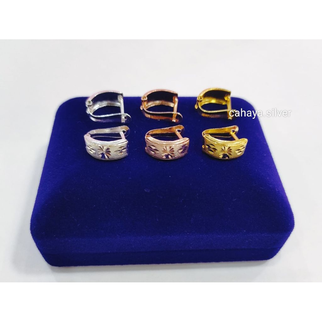 ANTING JEPIT UKIR PERAK ASLI 925 LAPIS EMAS