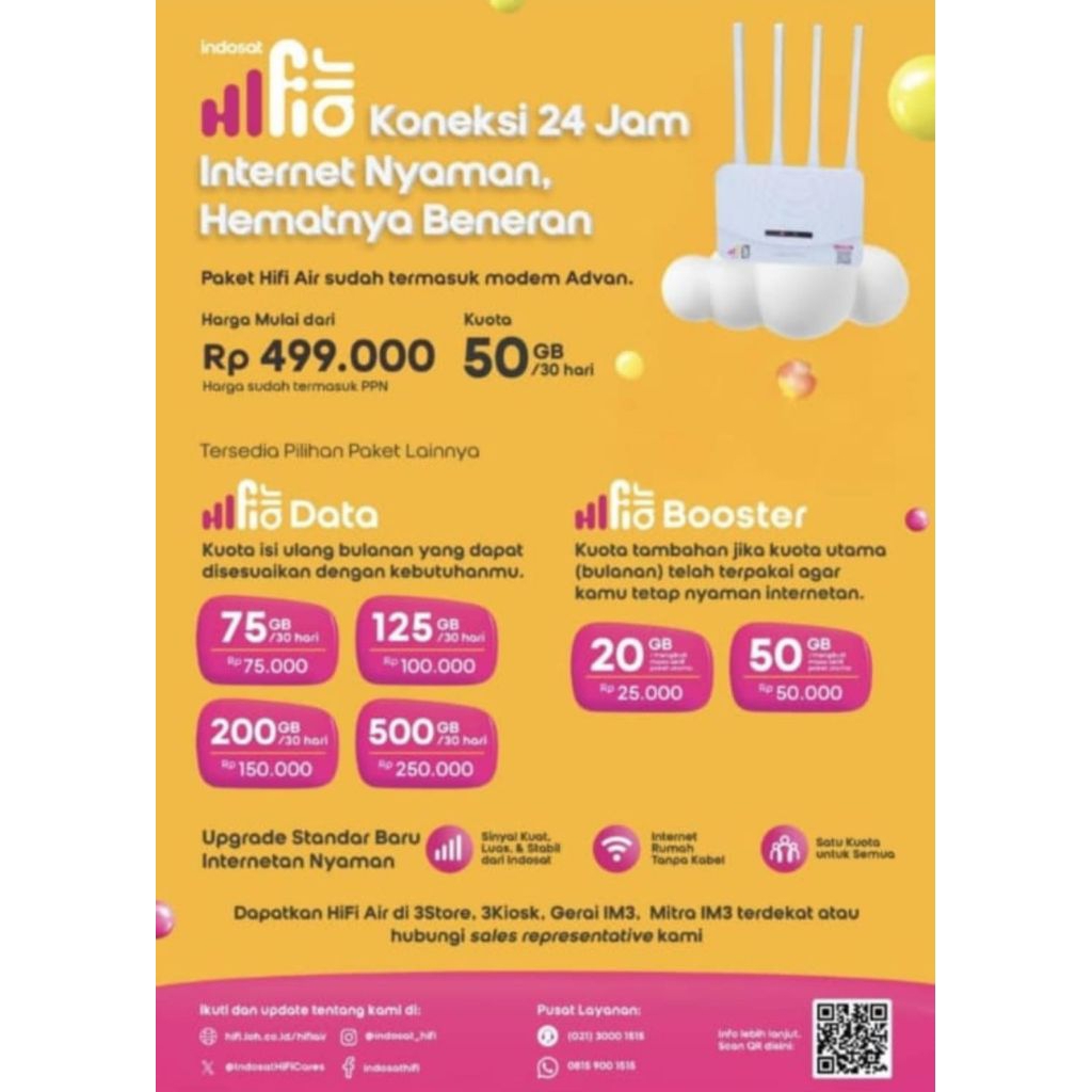 INDOSAT HiFi AIR ADVAN (Wifi Modem 4G LTE 50Gb) Mudah Dan Praktis dibawa kemana-mana tanpa kabel