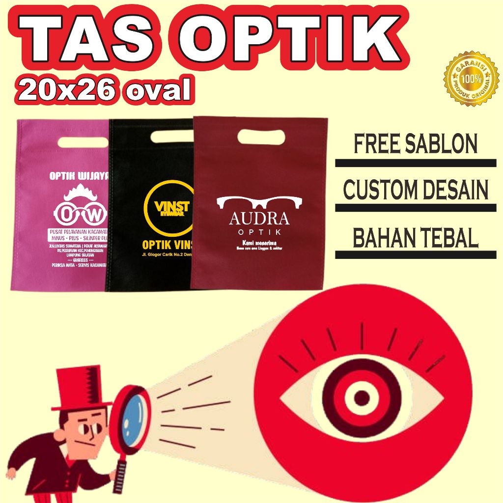 Tas Optik Spunbond Oval 20x26 |Tas Optik Kacamata