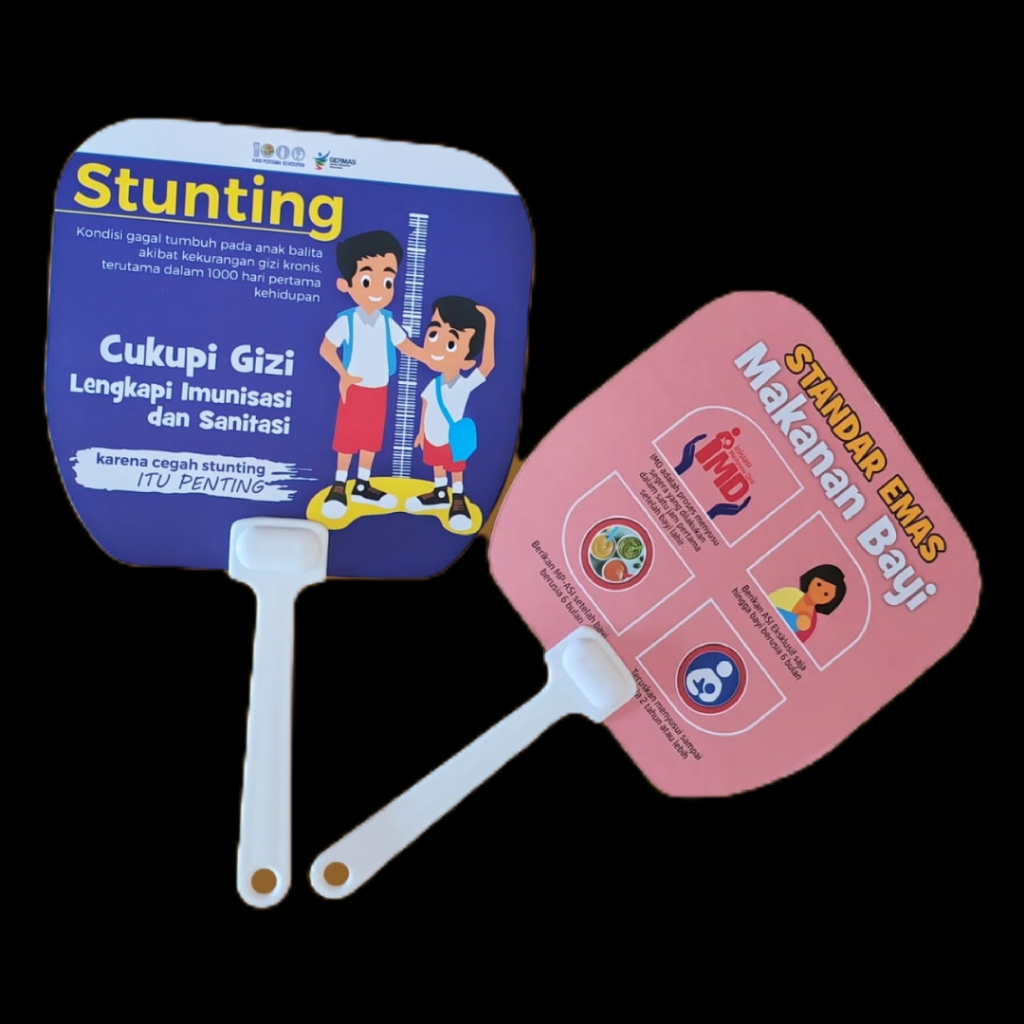Kipas Souvenir Cegah Stunting, Kipas Souvenir Kesehatan, Kipas  Souvenir Stunting Biru