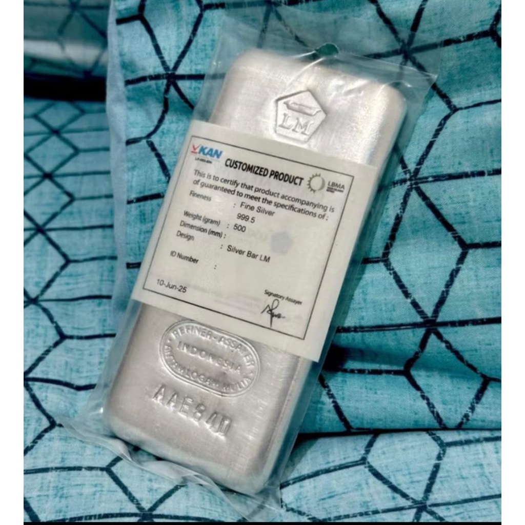 Perak Antam Logam Mulia Silver Bar Fine Silver 999.5 Berat 500Gram