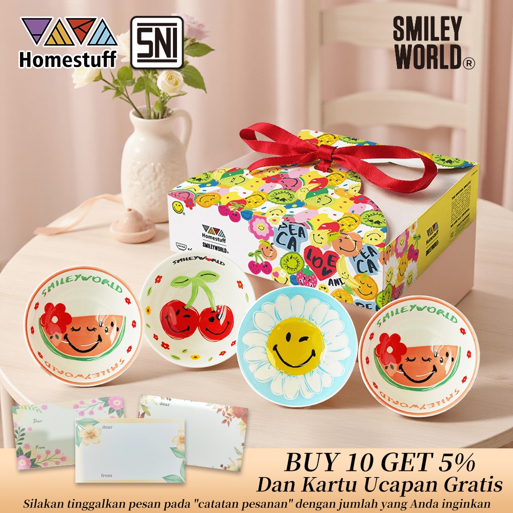 12.12 BUY 10 GET 5%[NEW] HOMESTUFF x SmileyWorld / Hampers Mangkok Set SmileyWorld / Motif SmileyWor