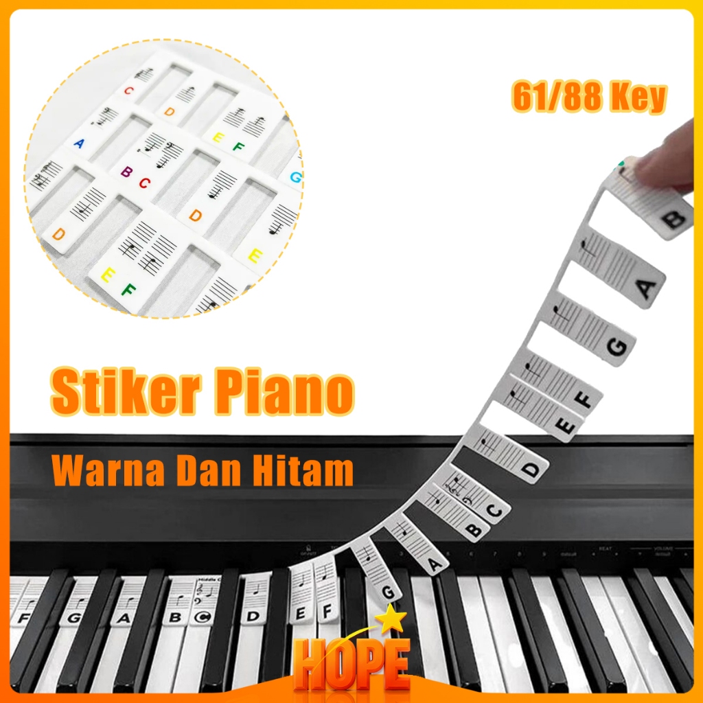 Stiker Piano 88/61 Key Dapat Dilepas Dapat Digunakan Kembali Stiker Tuts Keyboard Piano Stiker Not A