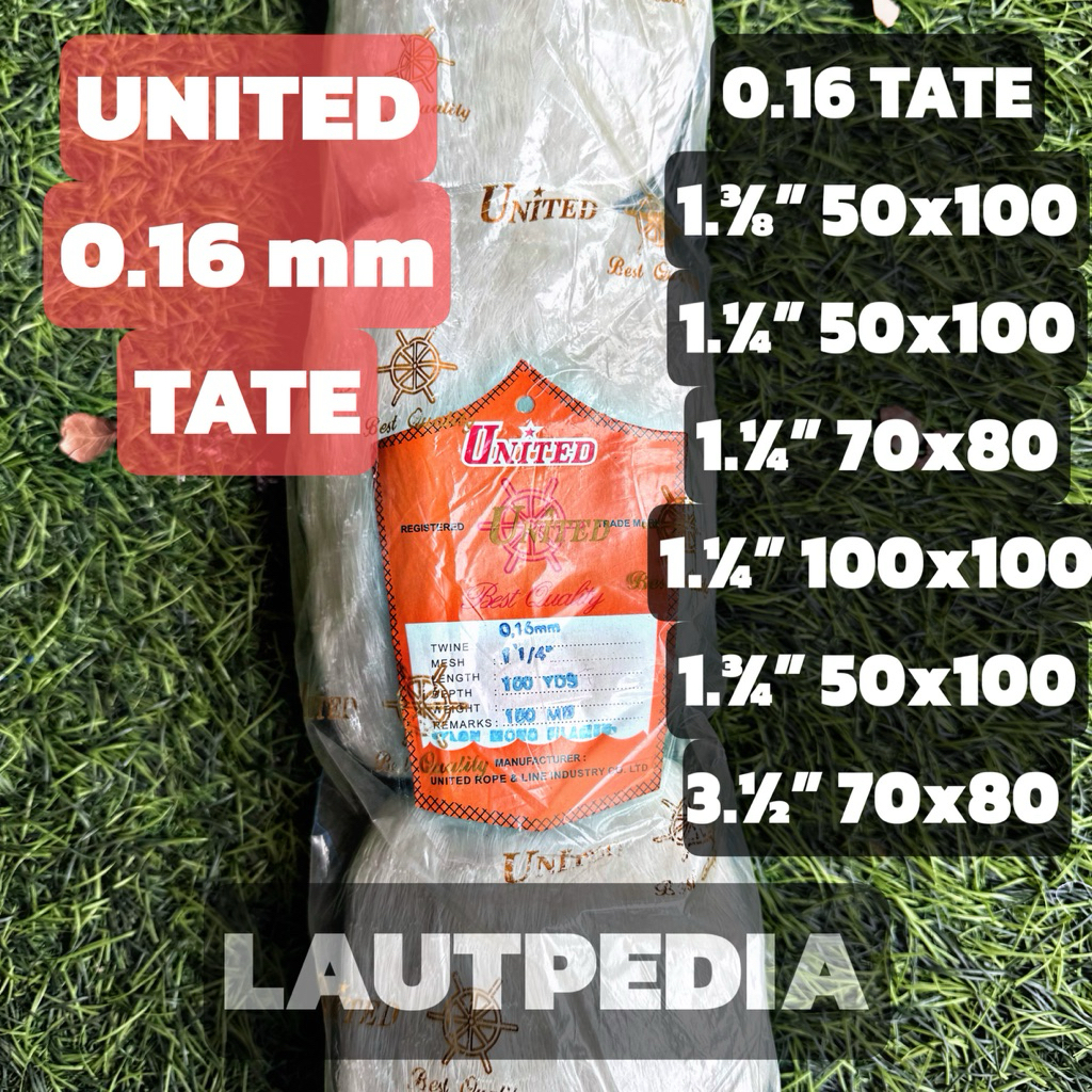 Jaring Ikan UNITED 0.16 (TATE) Ukuran tinggal Pilih - Anti Geser