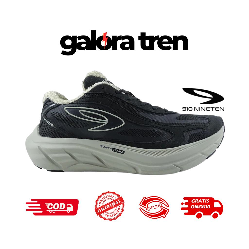 910 FUUTO HERITAGE HITAM BEIGE - Sepatu Lari / Fuuto Heritage Hitam Beige 910 Nineten