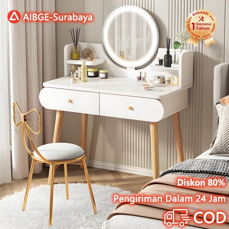 [Surabaya Express] Meja Rias Minimalis Rak Kosmetik Meja Rias Led Meja Rias Aesthetic Meja Make Up M
