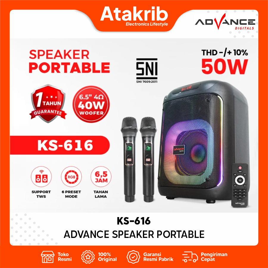ADVANCE Speaker Portable KS-616 Bluetooth 6,5 inch