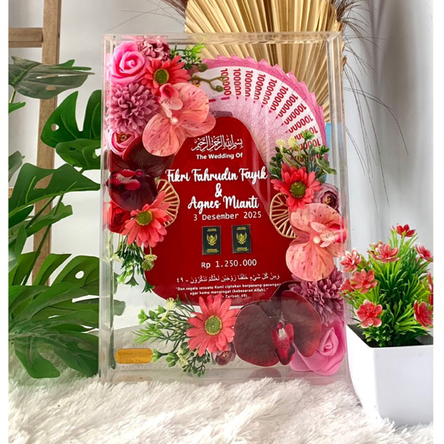 Bingkai Mahar Pernikahan  Model Potrait Full Akrilik