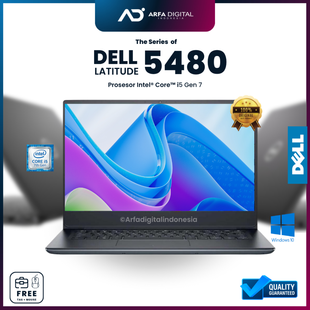 Laptop Dell Latitude E5480 Core I5 Gen 7 RAM 16GB SSD 512GB Second Like New Murah Bergaransi